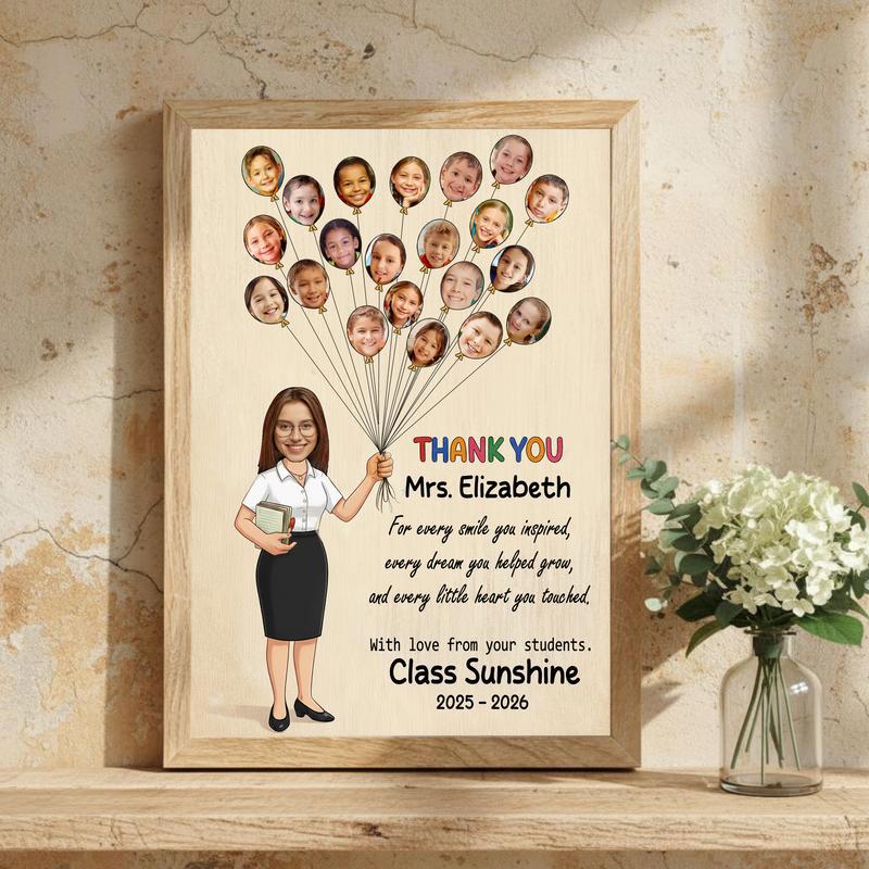 Teacher Gift - Personalized Teacher Balloon With Kids’ Faces Canvas
