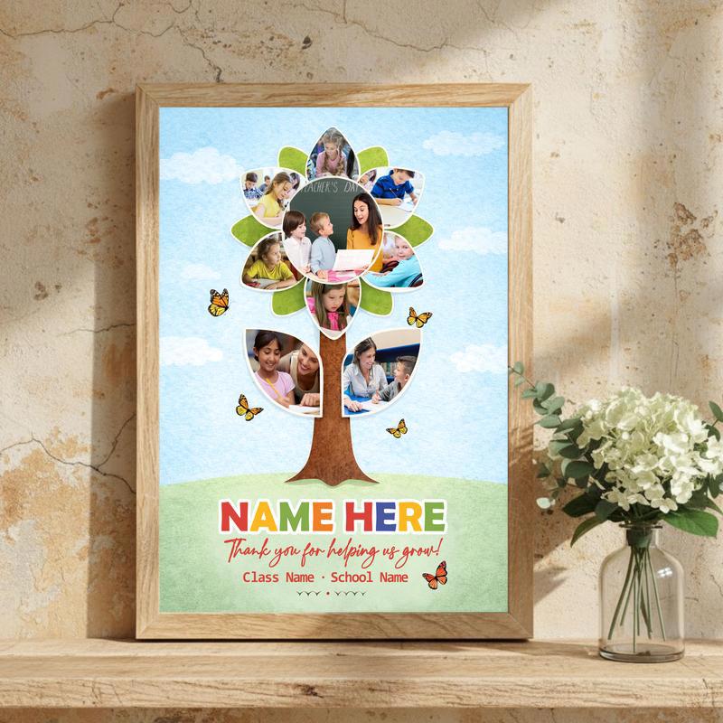 Thank You Teacher - Playful Sunflower Photo Collage Memory Canvas