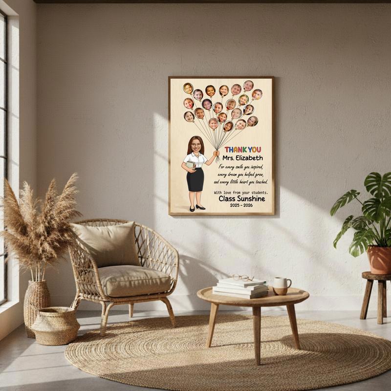 Teacher Gift - Personalized Teacher Balloon With Kids’ Faces Canvas
