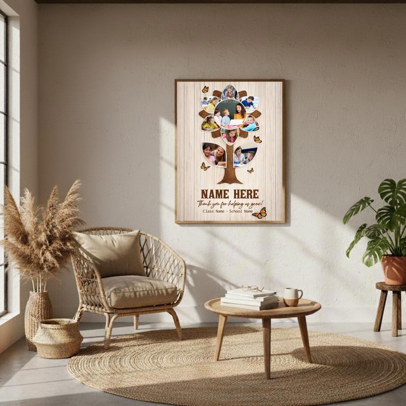 Thank You Teacher - Custom Rustic Sunflower Photo Collage Canvas