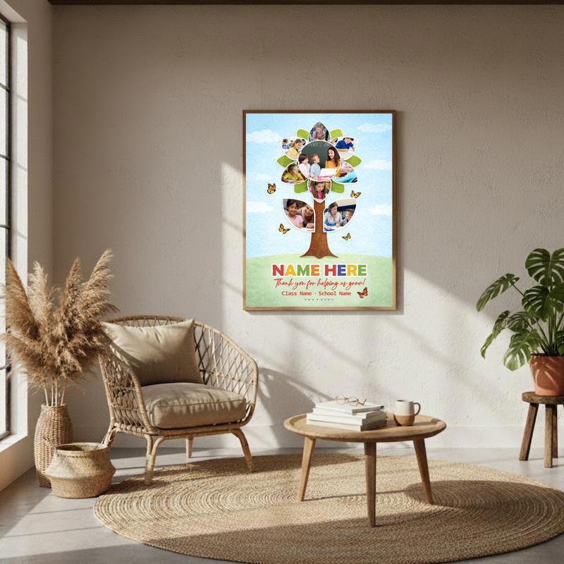 Thank You Teacher - Playful Sunflower Photo Collage Memory Canvas