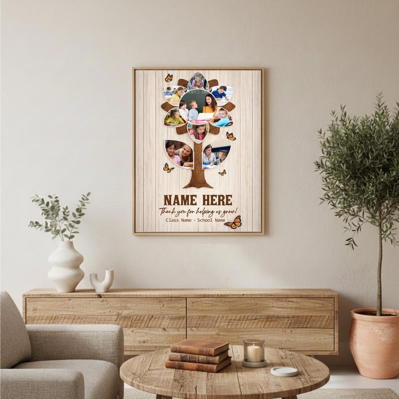 Thank You Teacher - Custom Rustic Sunflower Photo Collage Canvas