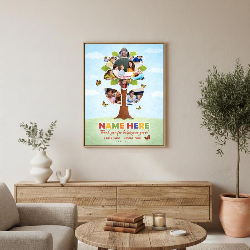 Thank You Teacher - Playful Sunflower Photo Collage Memory Canvas