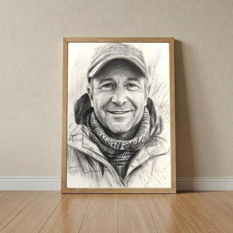 Handcrafted Charcoal Dad Portrait - Timeless Memory Canvas Art - Father's Day Fun