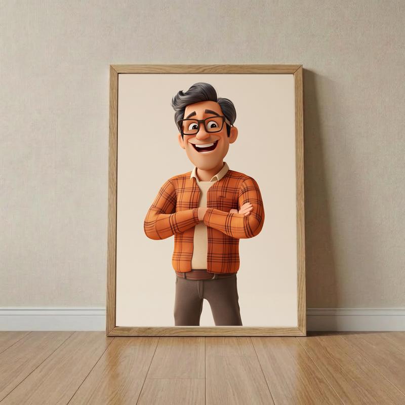 Fun 3D Cartoon Dad Portrait - Unique Custom Gift Canvas - Father's Day Fun
