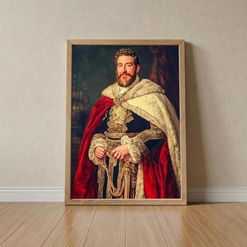 Majestic Regal Dad Portrait Custom Family Wall Art Canvas - Father's Day Fun