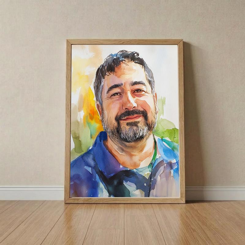 Heartfelt Dad Watercolor Portrait Custom Canvas Piece - Father's Day Fun
