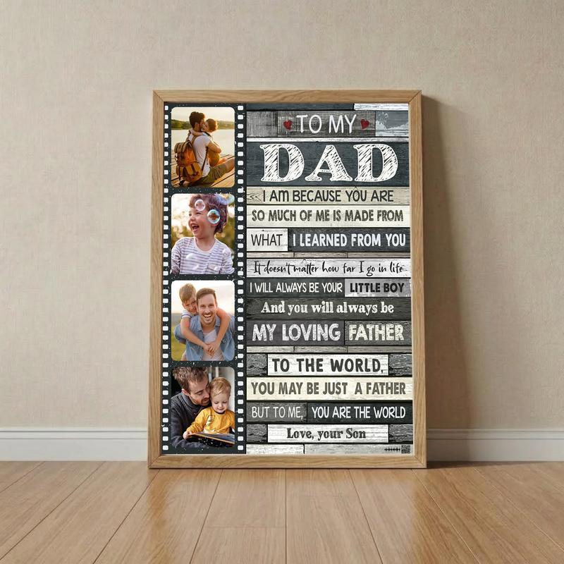 Son's Heartfelt Message - Personalized Dad Tribute Canvas Art - Father's Day Fun