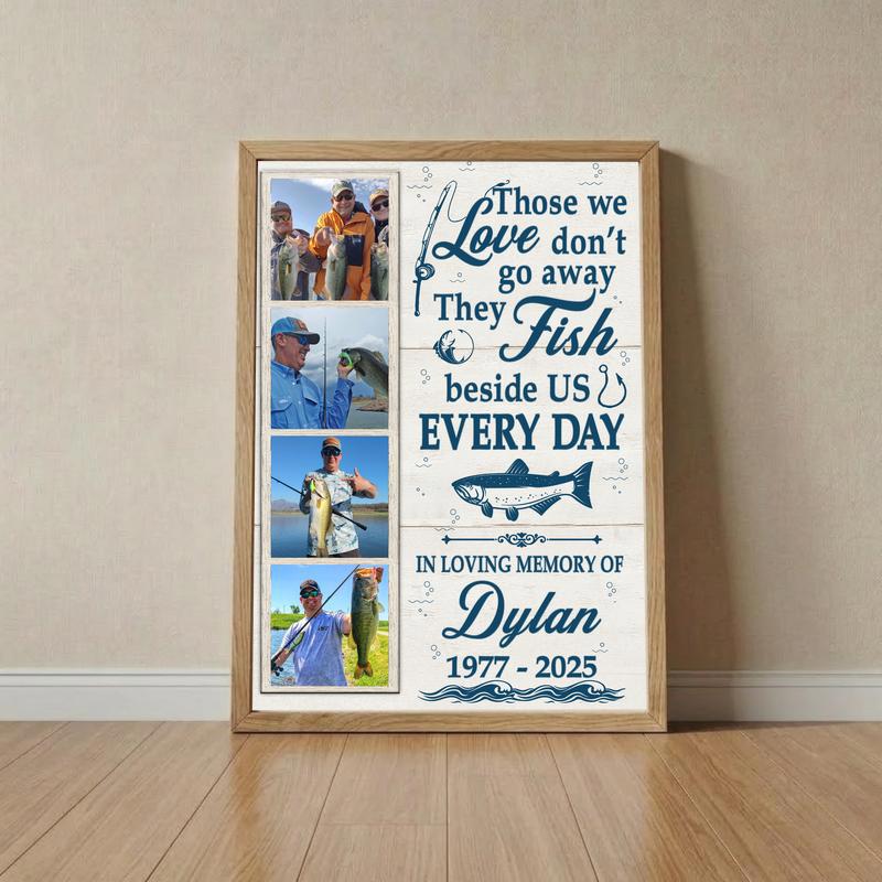 Honoring a Fisherman - In Loving Memory Photo Collage Canvas - Father's Day Fun