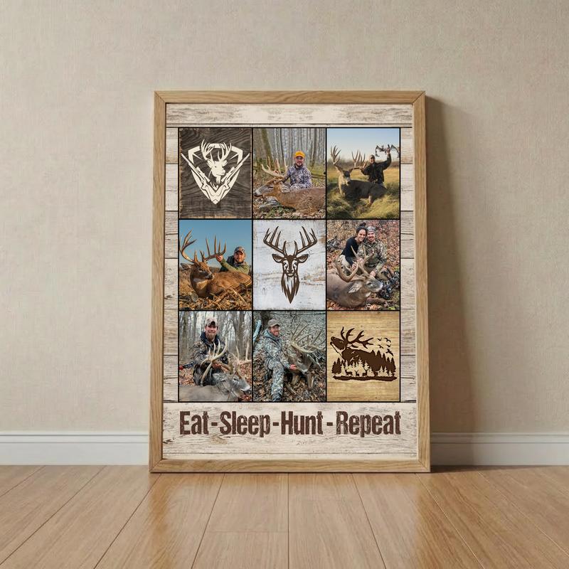 Cherished Hunting Memories - Rustic Custom Photo Collage Canvas - Father's Day Fun