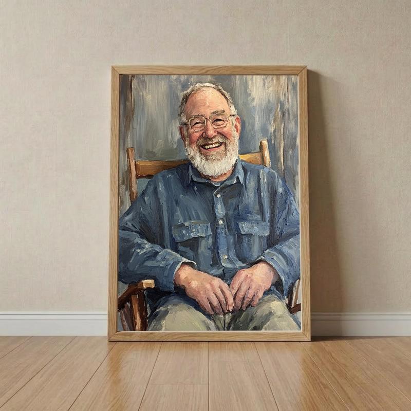 Stately Grandpa Oil Portrait - Custom Family Legacy Canvas Art - Father's Day Fun