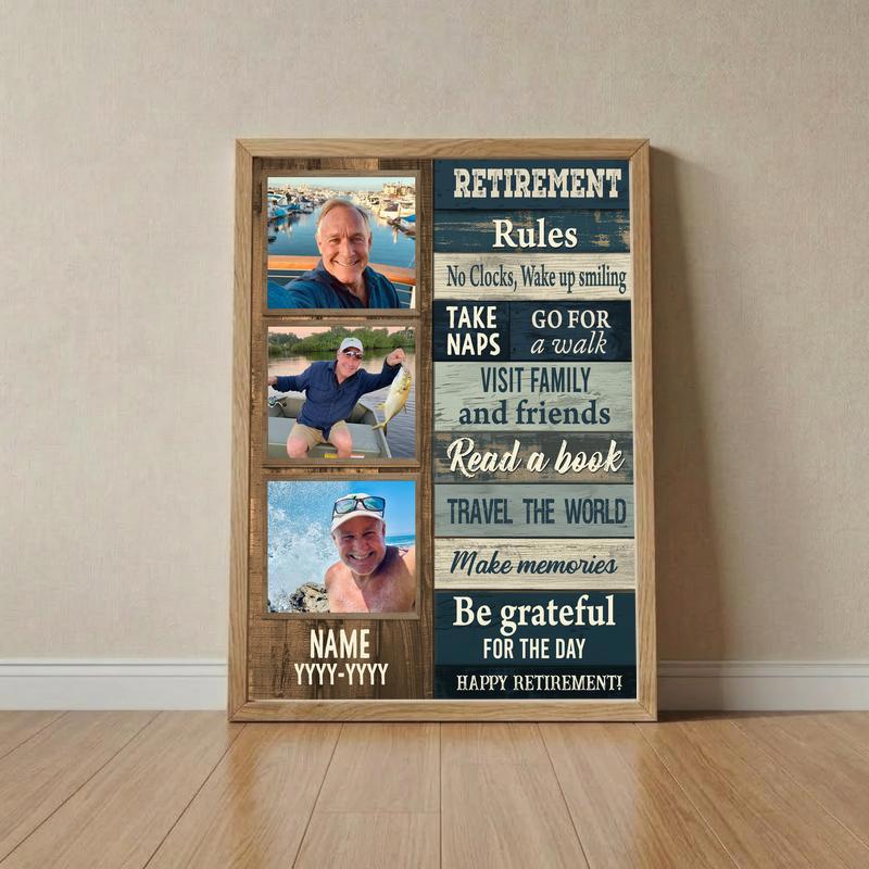 Celebrate Dad's Legacy - Rustic Coastal Retirement Photo Canvas - Father's Day Fun