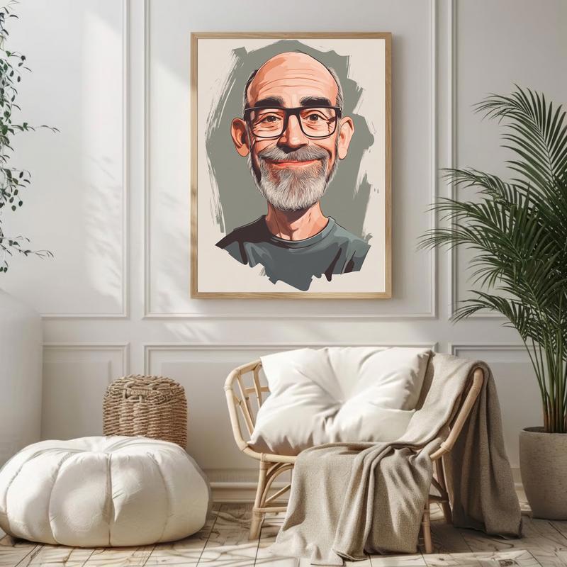Humorous Custom Caricature Canvas - Perfect Gift for Dad