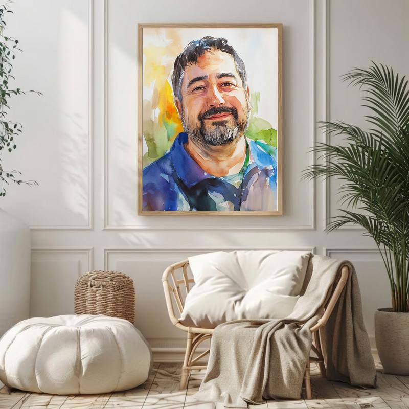 Heartfelt Dad Watercolor Portrait Custom Canvas Piece Heartfelt Dad Watercolor Portrait Custom Canvas Piece