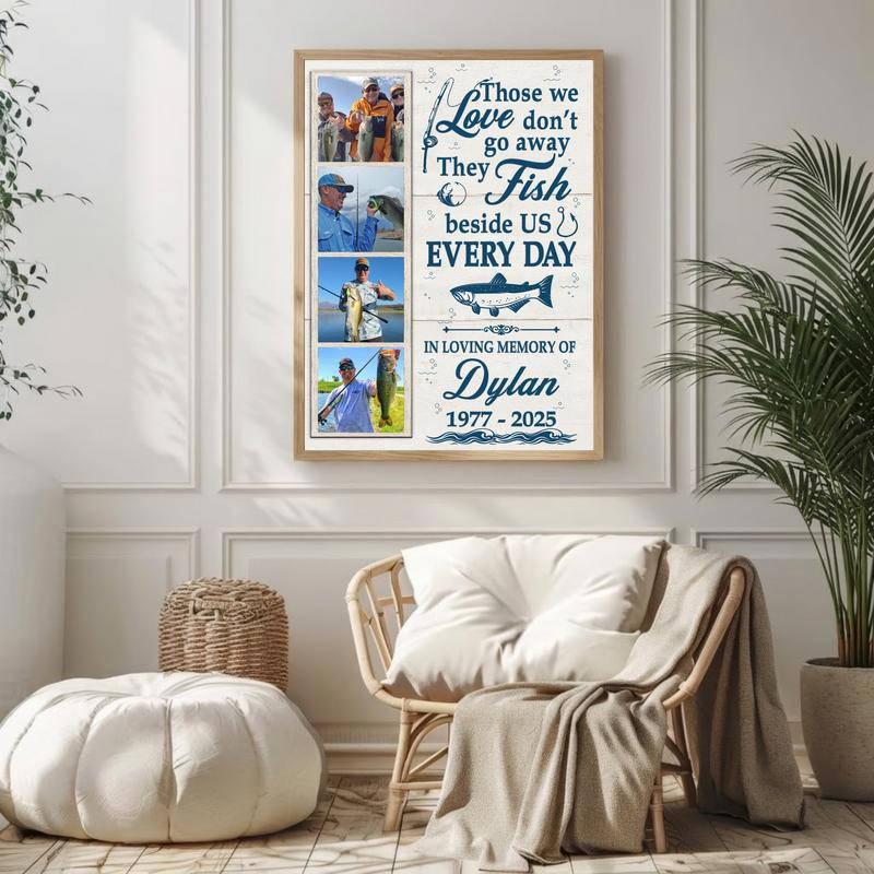Honoring a Fisherman - In Loving Memory Photo Collage Canvas