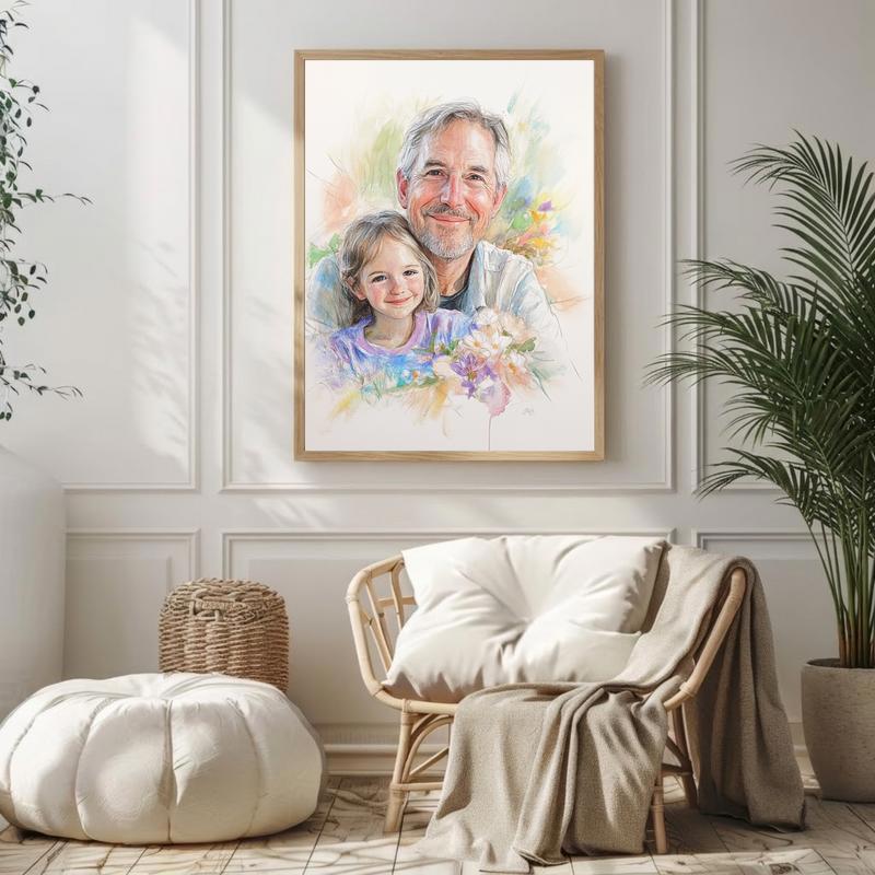 Grandpa's Colorful Legacy - Custom Pencil Sketch Canvas Art Grandpa's Colorful Legacy - Custom Pencil Sketch Canvas Art