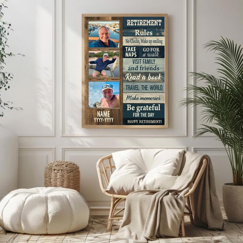 Celebrate Dad's Legacy - Rustic Coastal Retirement Photo Canvas Celebrate Dad's Legacy - Rustic Coastal Retirement Photo Canvas