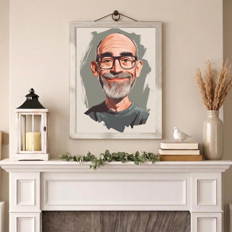 Humorous Custom Caricature Canvas - Perfect Gift for Dad