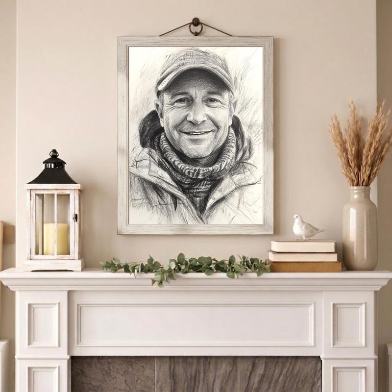 Handcrafted Charcoal Dad Portrait - Timeless Memory Canvas Art