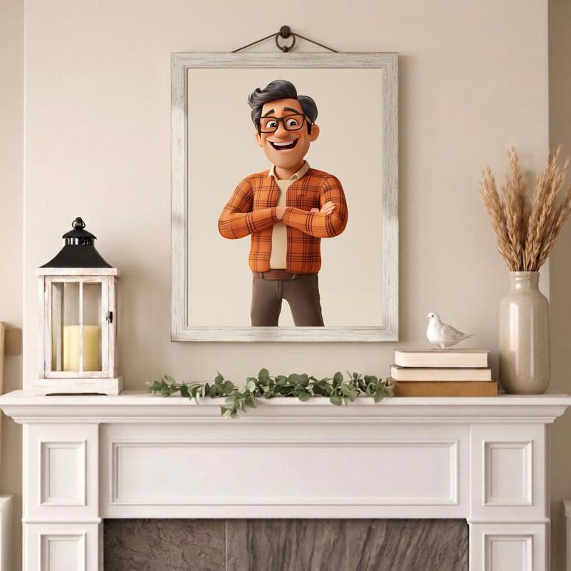 Fun 3D Cartoon Dad Portrait - Unique Custom Gift Canvas