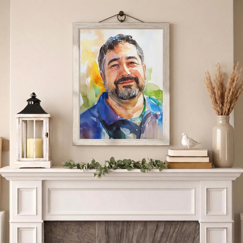 Heartfelt Dad Watercolor Portrait Custom Canvas Piece Heartfelt Dad Watercolor Portrait Custom Canvas Piece