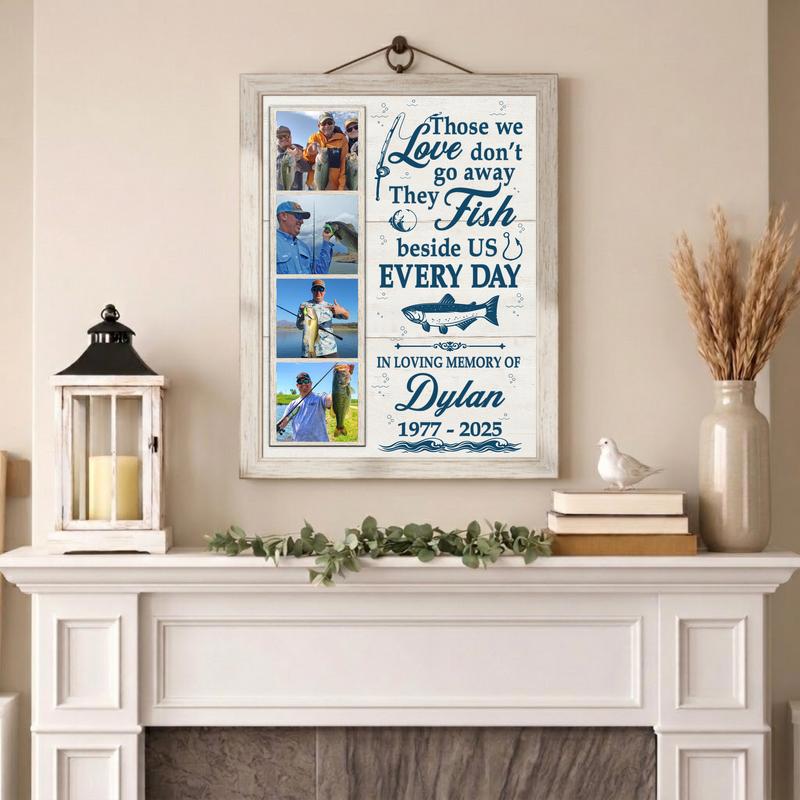 Honoring a Fisherman - In Loving Memory Photo Collage Canvas