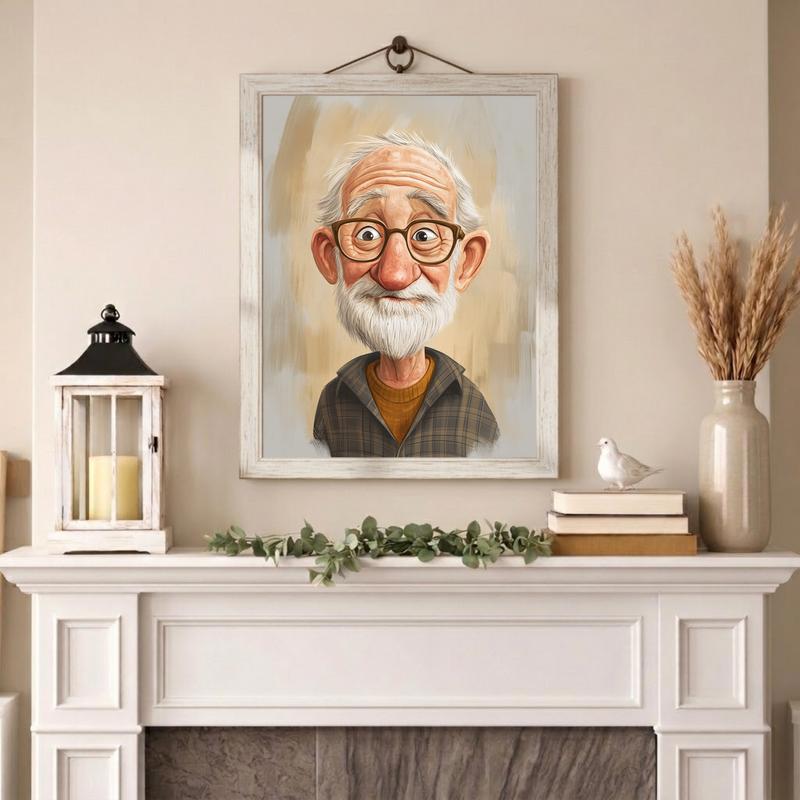Hand-Drawn Grandpa Caricature - Custom Canvas Memory Gift Hand-Drawn Grandpa Caricature - Custom Canvas Memory Gift