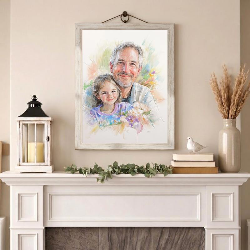 Grandpa's Colorful Legacy - Custom Pencil Sketch Canvas Art Grandpa's Colorful Legacy - Custom Pencil Sketch Canvas Art