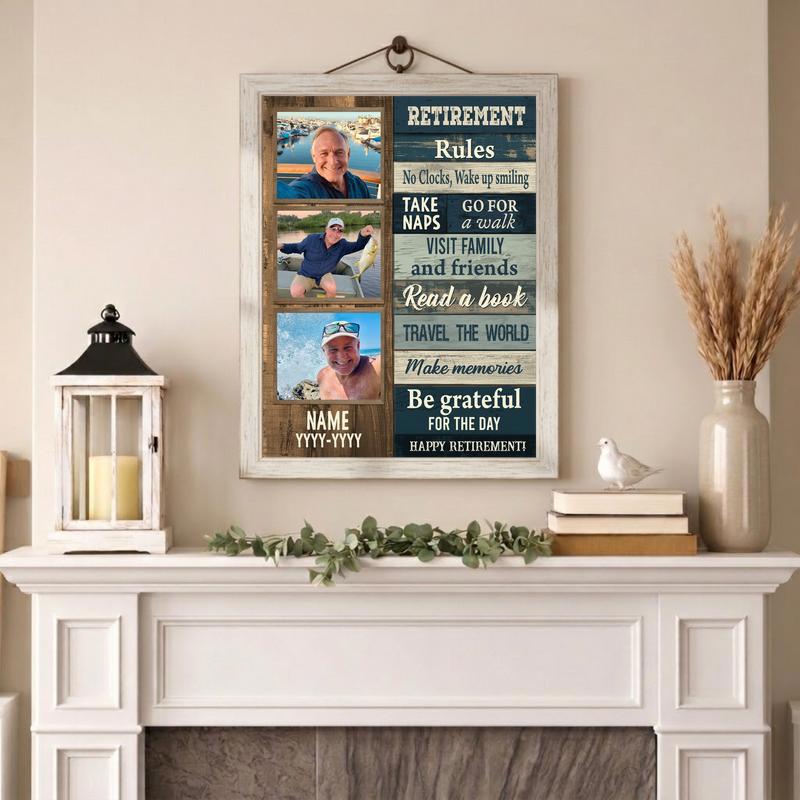 Celebrate Dad's Legacy - Rustic Coastal Retirement Photo Canvas Celebrate Dad's Legacy - Rustic Coastal Retirement Photo Canvas