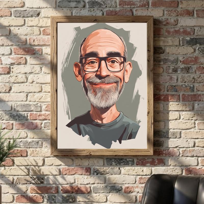Humorous Custom Caricature Canvas - Perfect Gift for Dad