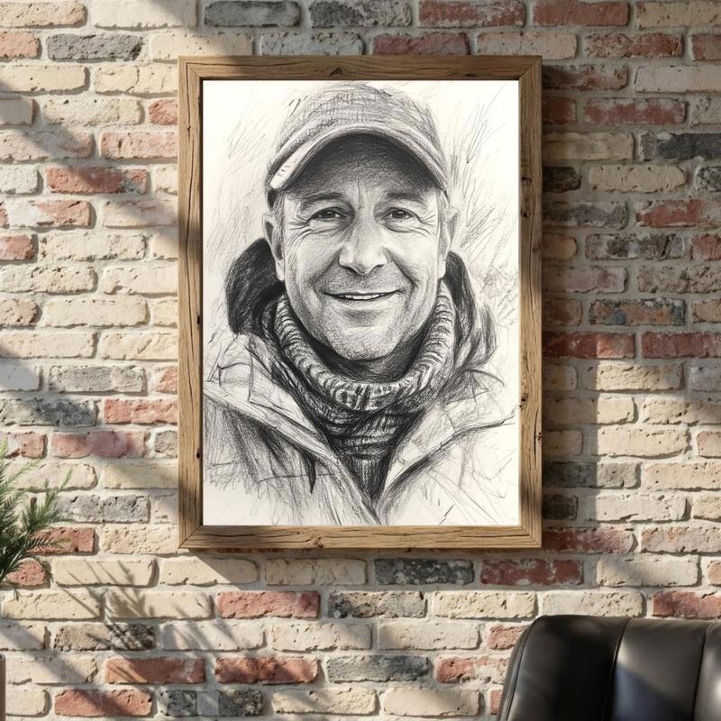 Handcrafted Charcoal Dad Portrait - Timeless Memory Canvas Art