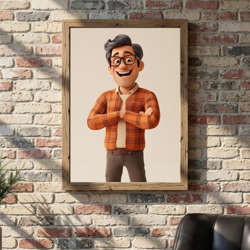 Fun 3D Cartoon Dad Portrait - Unique Custom Gift Canvas