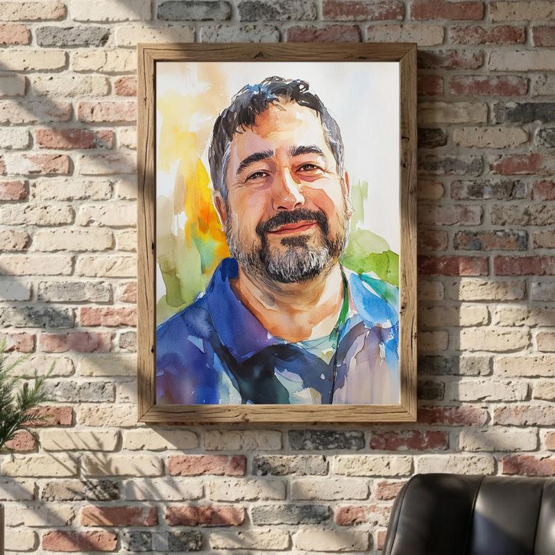 Heartfelt Dad Watercolor Portrait Custom Canvas Piece Heartfelt Dad Watercolor Portrait Custom Canvas Piece