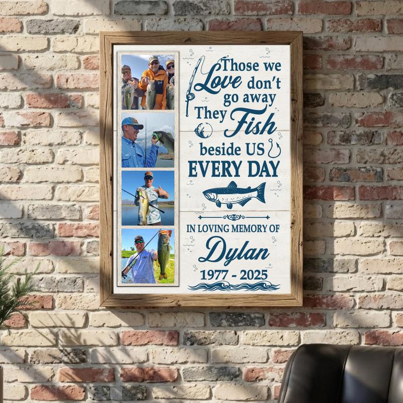 Honoring a Fisherman - In Loving Memory Photo Collage Canvas