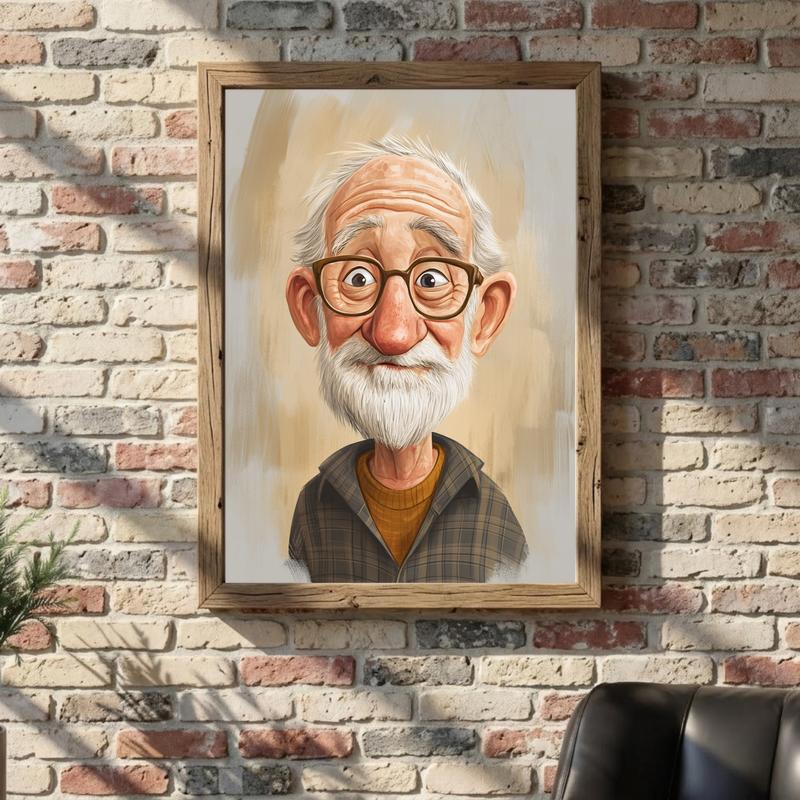 Hand-Drawn Grandpa Caricature - Custom Canvas Memory Gift Hand-Drawn Grandpa Caricature - Custom Canvas Memory Gift