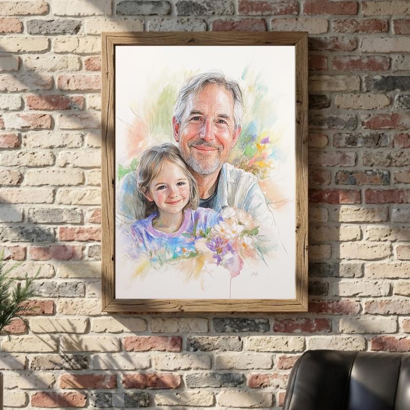 Grandpa's Colorful Legacy - Custom Pencil Sketch Canvas Art Grandpa's Colorful Legacy - Custom Pencil Sketch Canvas Art