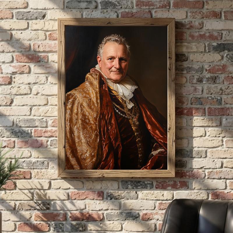 Majestic Grandpa Regal Portrait - Custom Family Legacy Canvas