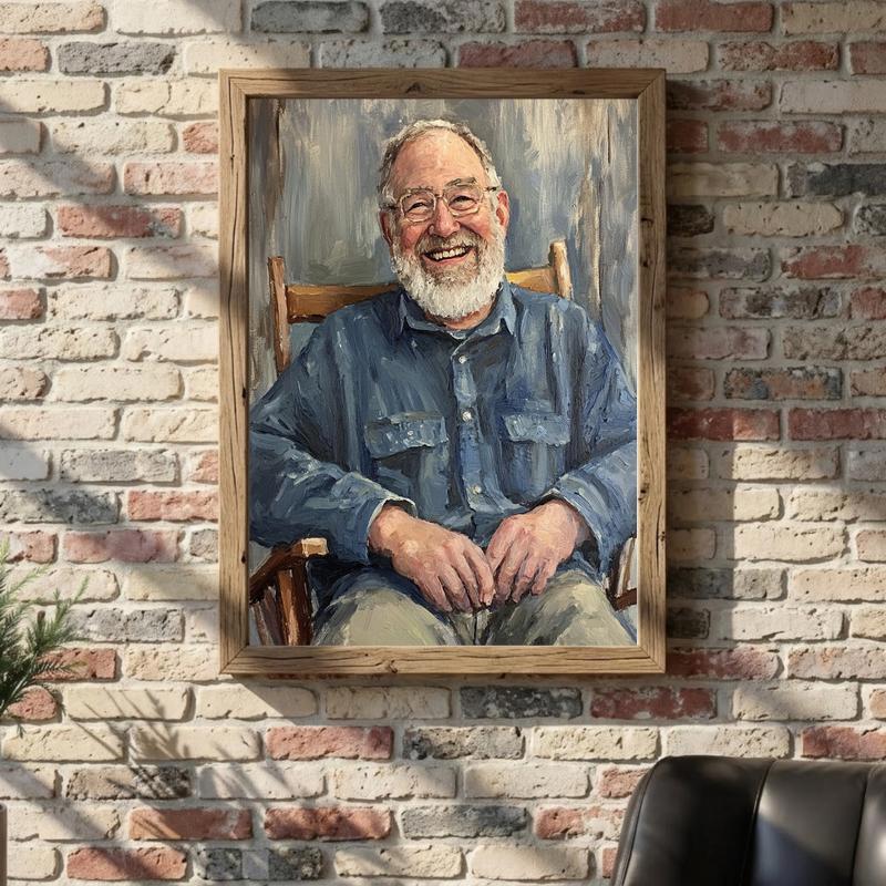 Stately Grandpa Oil Portrait - Custom Family Legacy Canvas Art