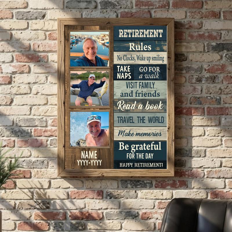 Celebrate Dad's Legacy - Rustic Coastal Retirement Photo Canvas Celebrate Dad's Legacy - Rustic Coastal Retirement Photo Canvas