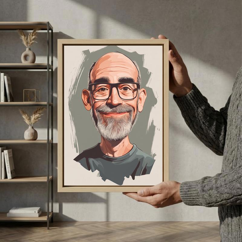 Humorous Custom Caricature Canvas - Perfect Gift for Dad