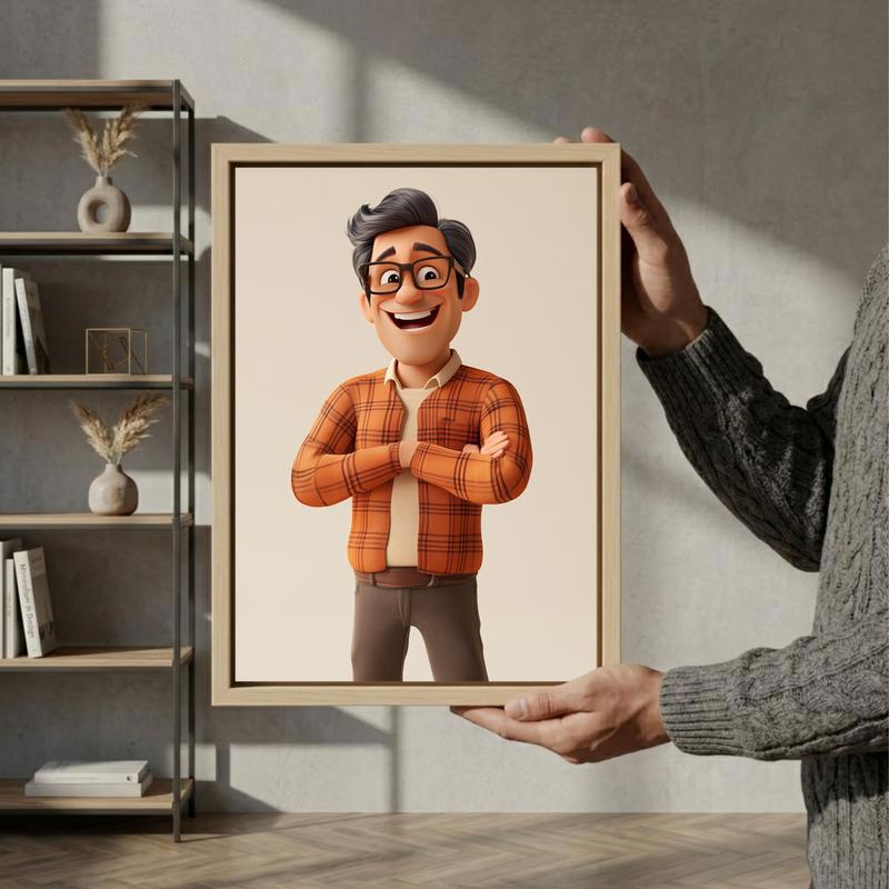 Fun 3D Cartoon Dad Portrait - Unique Custom Gift Canvas