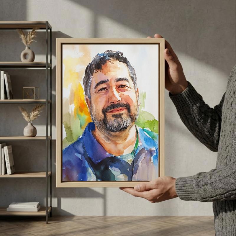 Heartfelt Dad Watercolor Portrait Custom Canvas Piece Heartfelt Dad Watercolor Portrait Custom Canvas Piece