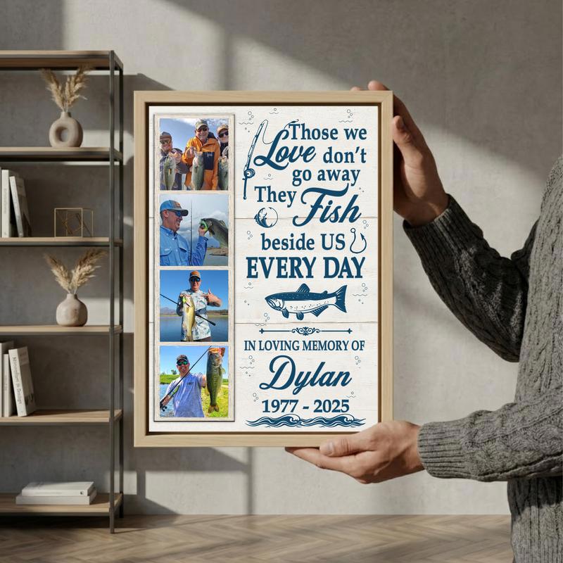 Honoring a Fisherman - In Loving Memory Photo Collage Canvas