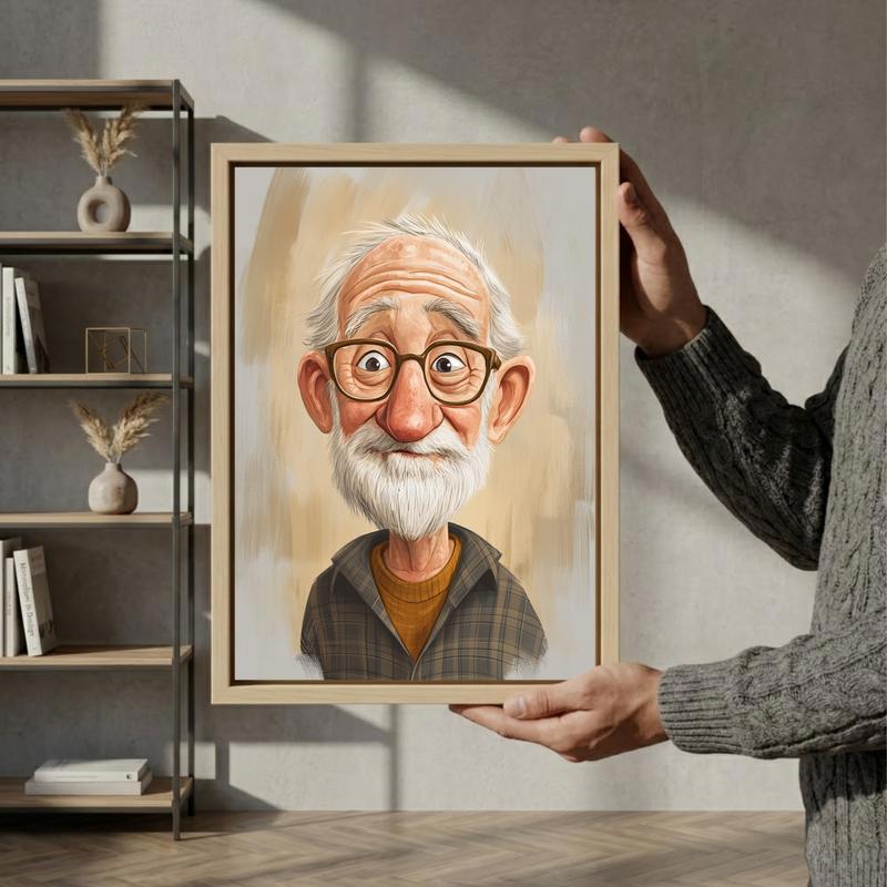 Hand-Drawn Grandpa Caricature - Custom Canvas Memory Gift Hand-Drawn Grandpa Caricature - Custom Canvas Memory Gift