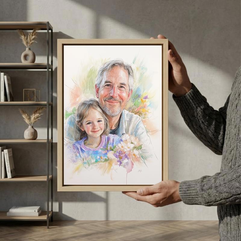 Grandpa's Colorful Legacy - Custom Pencil Sketch Canvas Art Grandpa's Colorful Legacy - Custom Pencil Sketch Canvas Art