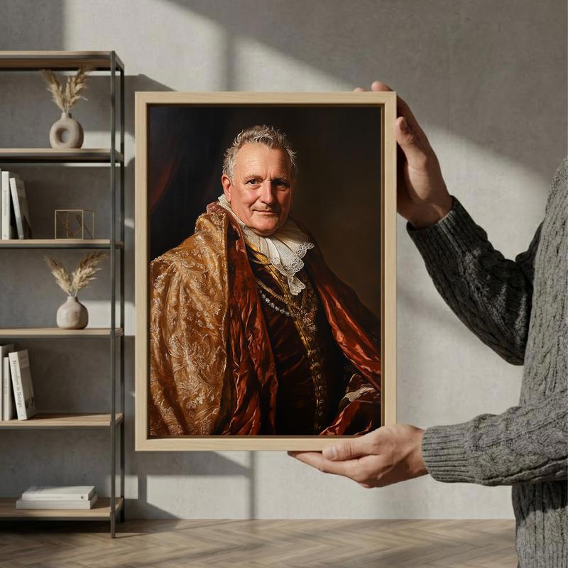Majestic Grandpa Regal Portrait - Custom Family Legacy Canvas