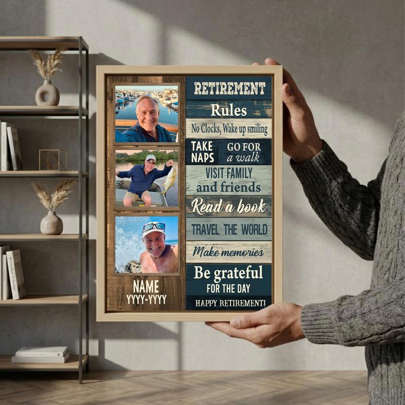 Celebrate Dad's Legacy - Rustic Coastal Retirement Photo Canvas Celebrate Dad's Legacy - Rustic Coastal Retirement Photo Canvas