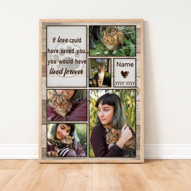 Healing Memories Custom Feline Photo Collage Tribute Canvas - Easessy