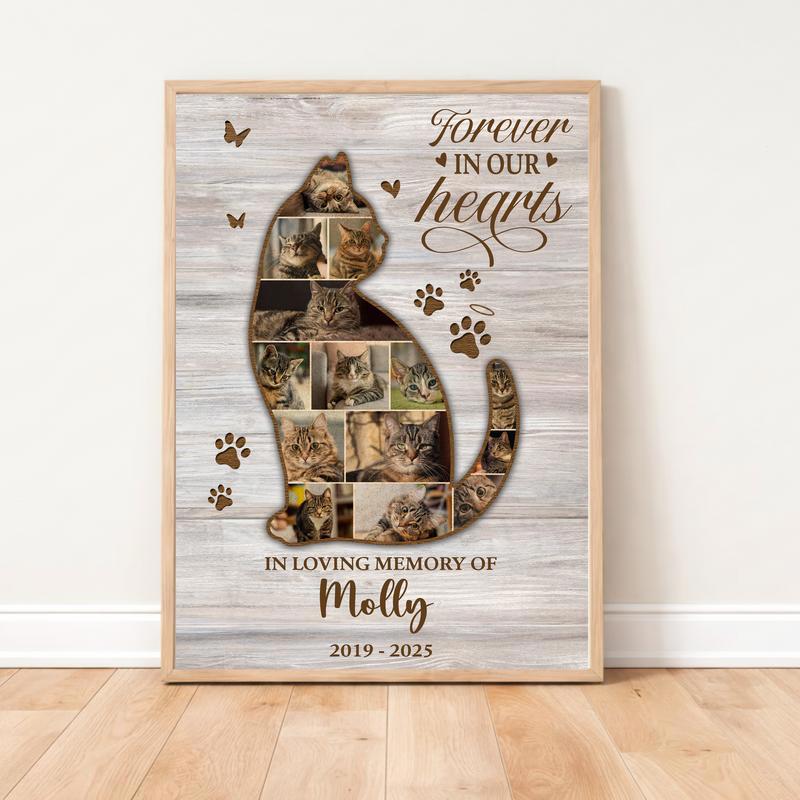 Honoring A Feline Life Custom Pet Loss Photo Collage Canvas - Easessy
