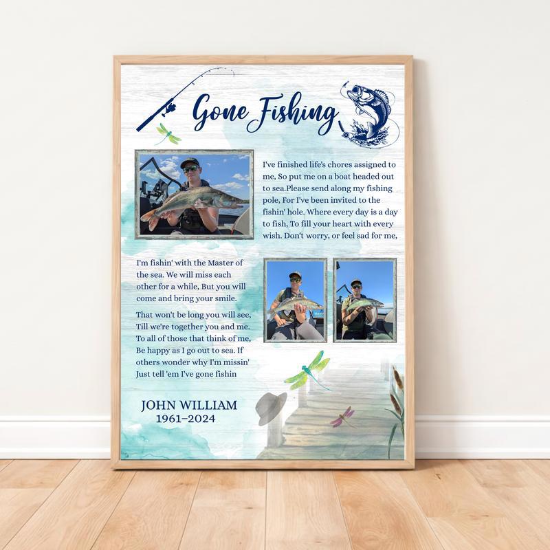 Honoring Dad's Last Cast - Custom Fisherman Memorial Canvas - Easessy